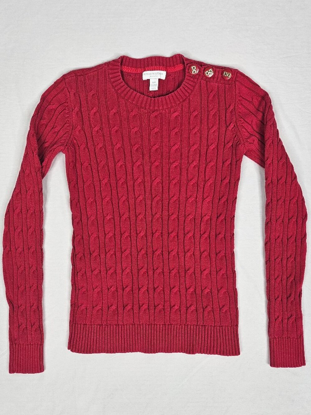 Charter Club | Cable Knit Sweater | Red Preppy | Petite P/P